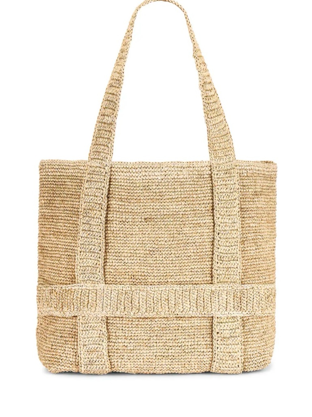 Hatattack Straw Tote Beach Bag - Natural Beige & Cream - Picture 2 of 9